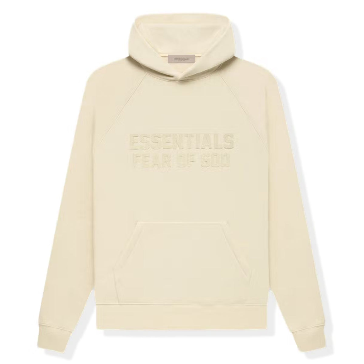 Fear Of God Essentials Logo Flocked Egg Shell Hoodie (FW22)